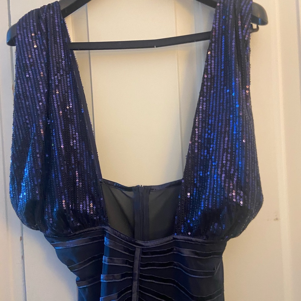 Elegant Navy Blue Sequin Maxi Dress
